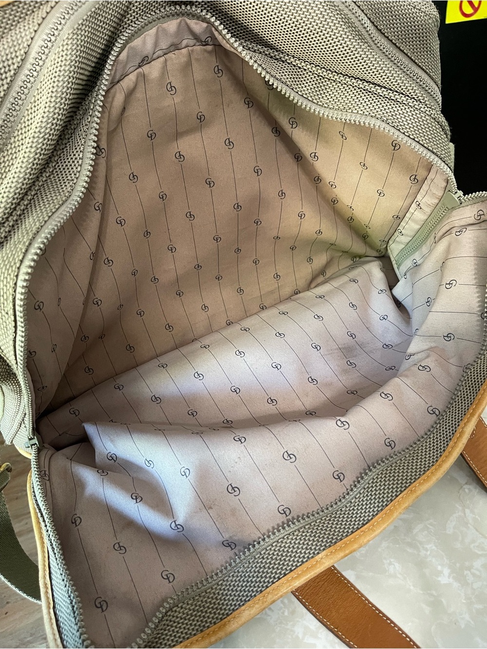Vintage Christian Dior Garment Bag Suitcase Travel Bag Canvas Leather Carry On - Picture 14 of 14